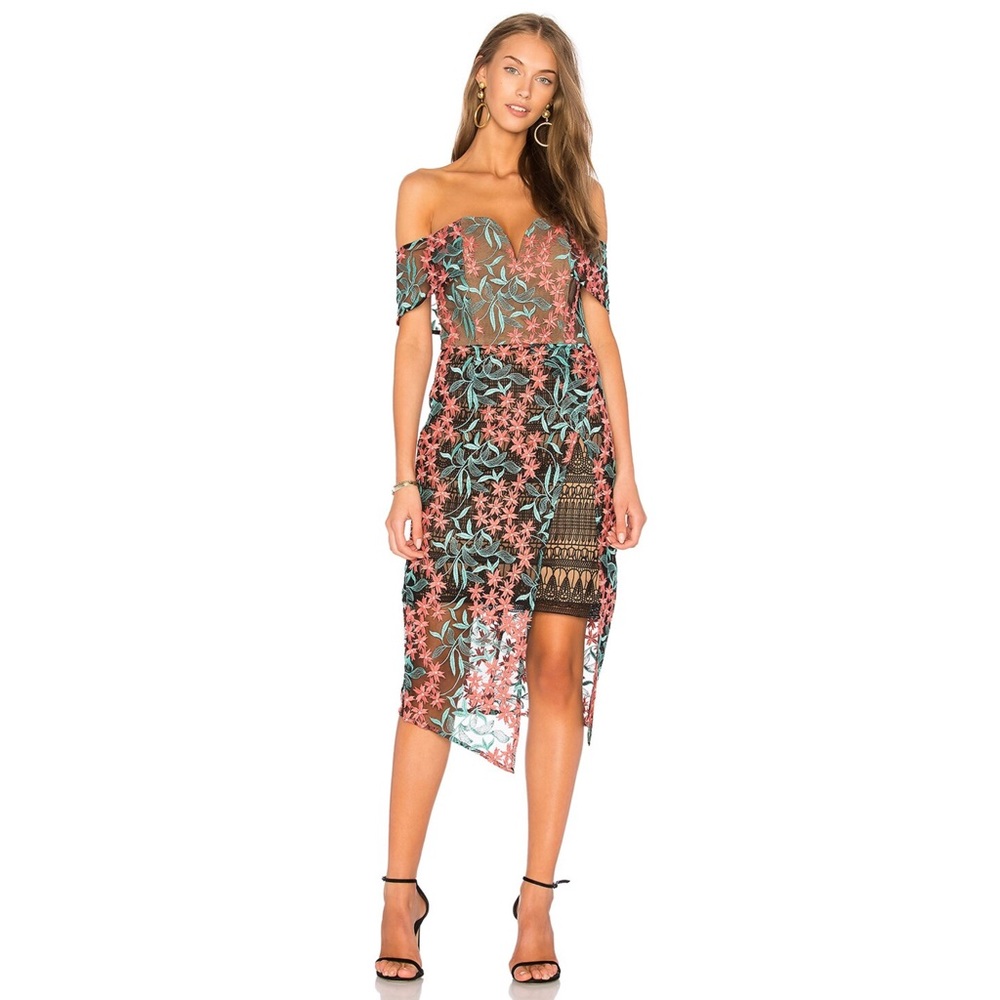 Elliatt Lace Floral Off Shoulder Dress